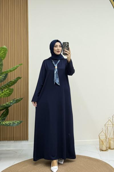 BADE FULARLI ELBİSE Lacivert