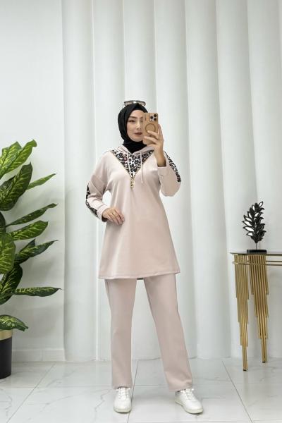 Berfu Leopar Takım Bej