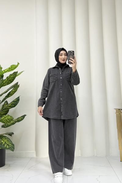 Denim kot takım Antrasit