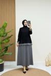 KARMİN ETEKLİ TAKIM Siyah
