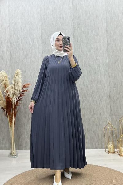 Petra pileli elbise Gri