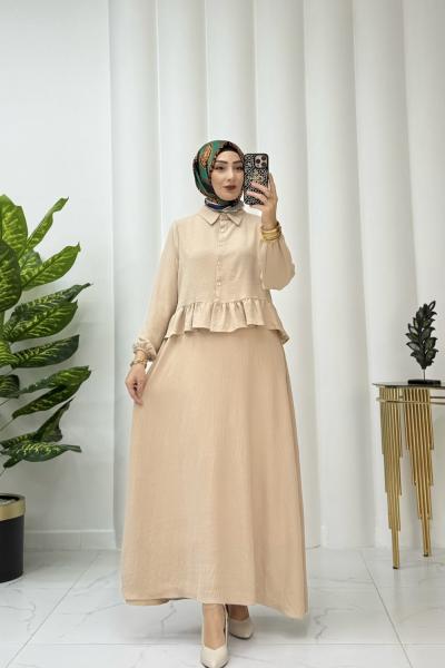 Saga Elbise takım Krem